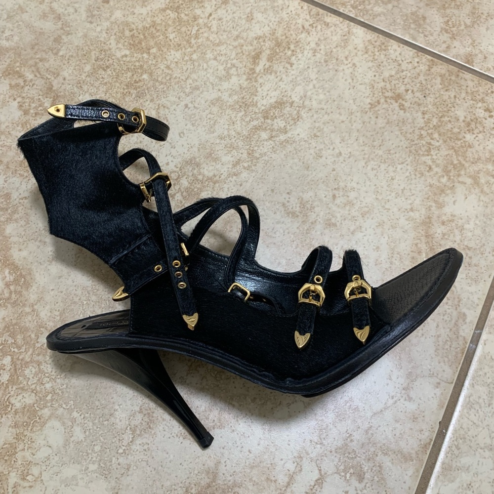 Louis Vuitton Black Heels with Gold Accents with box and bags.  Taking offers - Picture 3 of 10